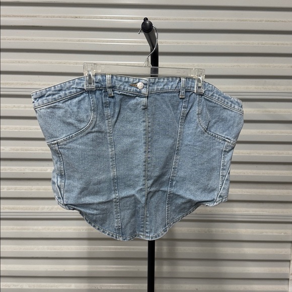 PrettyLittleThing Blue Denim Corset Top - Picture 1 of 2